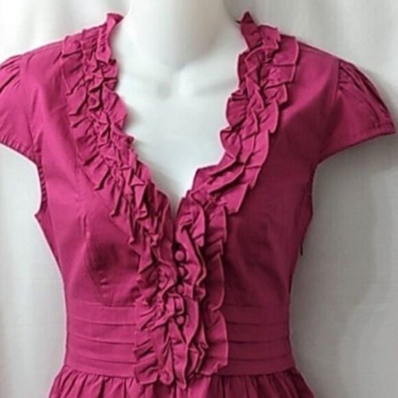 Rampage Women's Magenta Cap Sleeve Ruffled Peplum Blouse Size Medium NWT - Picture 2 of 14